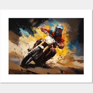 Motocross Action Sport Painting Abstract Art Decor Posters and Art